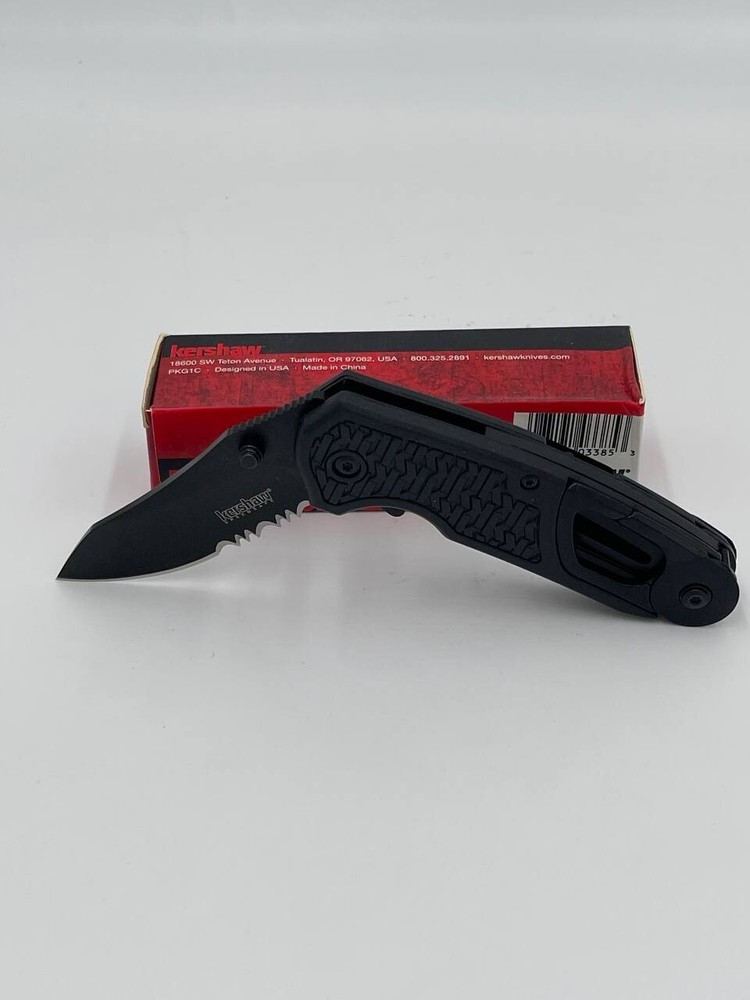 Kershaw Funxion EMT Folding 3" Partial Serration Drop Point Steel Black