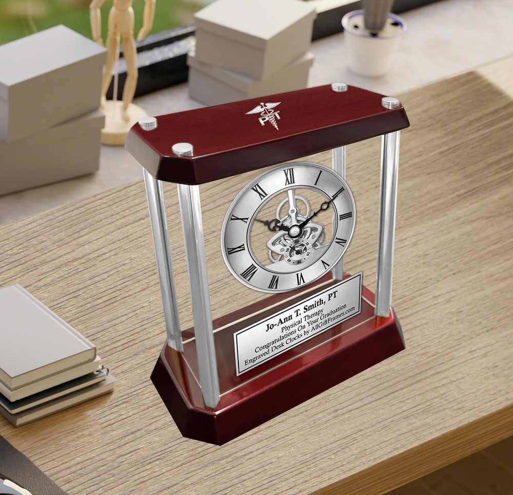 Physical Therapy Engraved Clock Service Award Etch Therapist Congratulation DPT