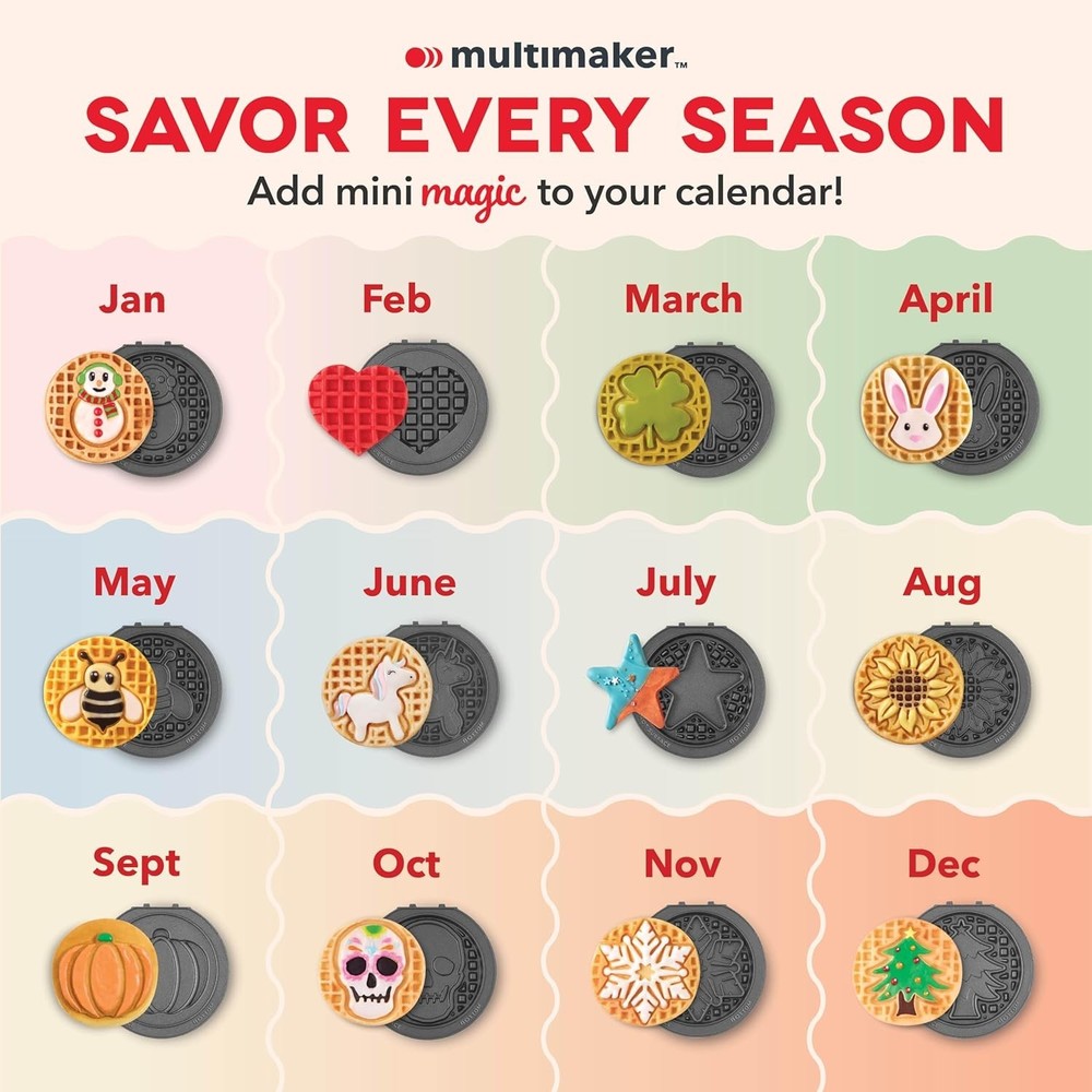 Mini System Two 4” Nonstick Removable Waffle Plates (Gingerbread