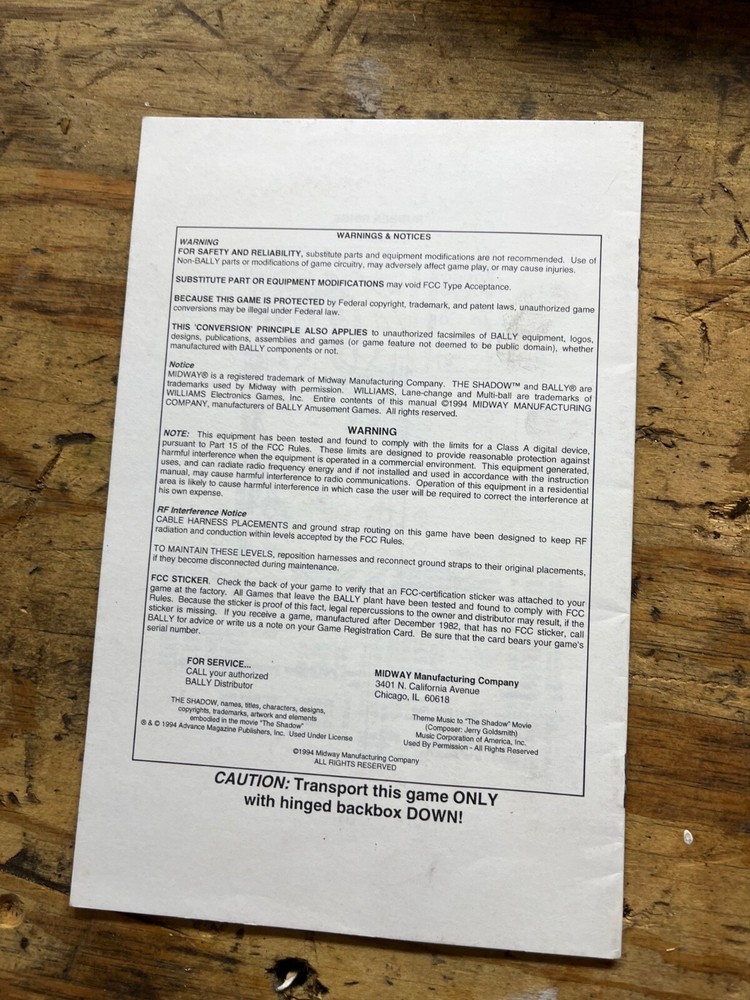 The Shadow Pinball Operator Handbook