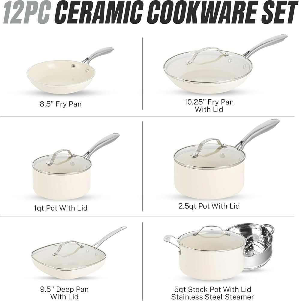 Gotham Steel 12 Pc Ceramic Cookware Set Nonstick