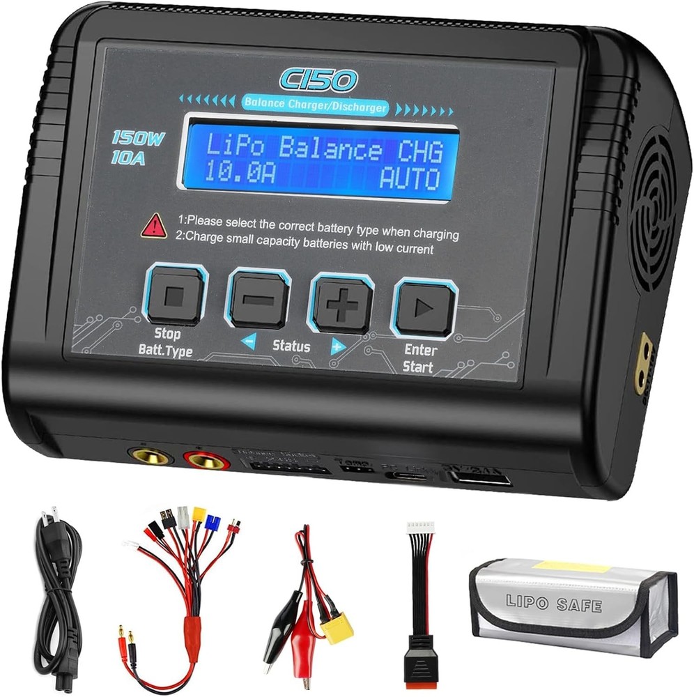 Advanced RC Battery Charger with Fire-Proof Shell & Voltage Control, 1.9 lbs