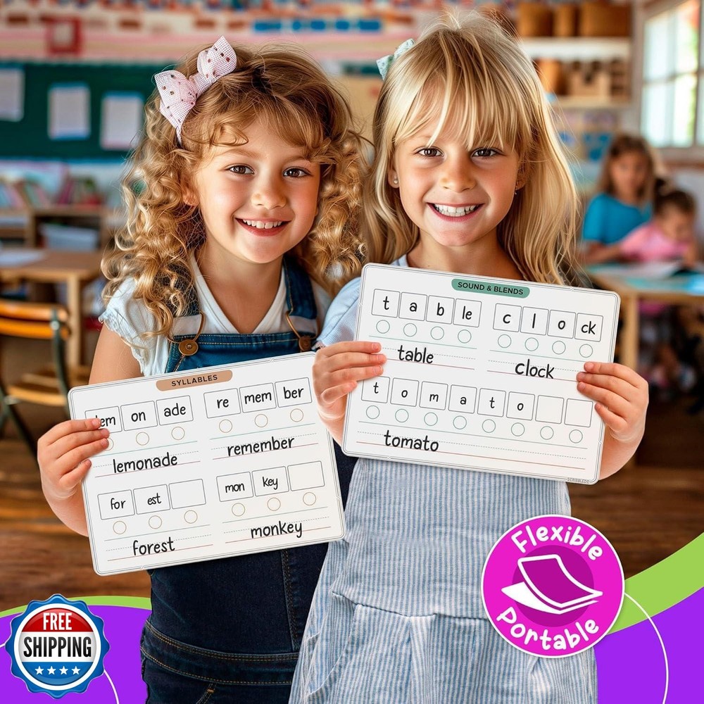 SCRIBBLEDO Phonemic Awareness Sounds and Blends Dry Erase Sheets 9”x12” Phoni