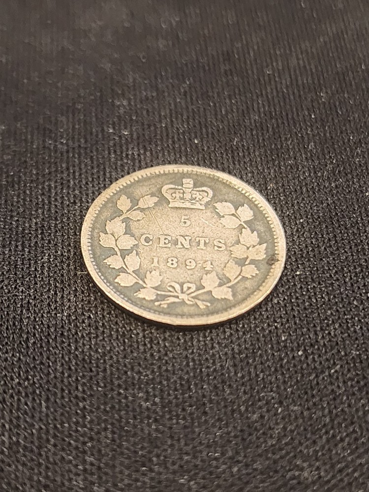 1894 Canada 5 Cents Silver Coin