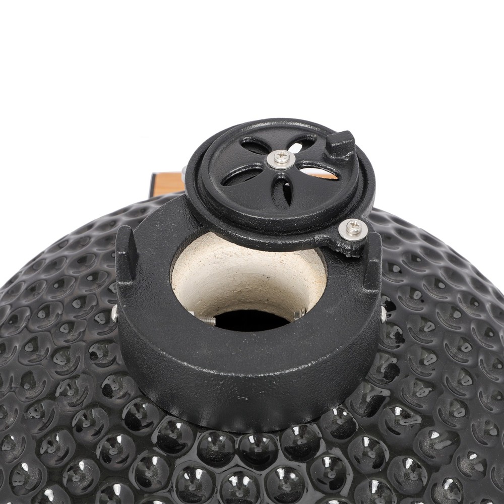 13in Round Ceramic Charcoal Grill Black