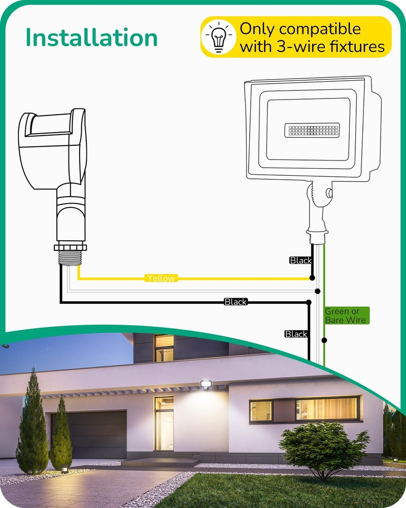 Motion Sensor, 180-Degree Replacement Motion Detector for Security Floodlight...