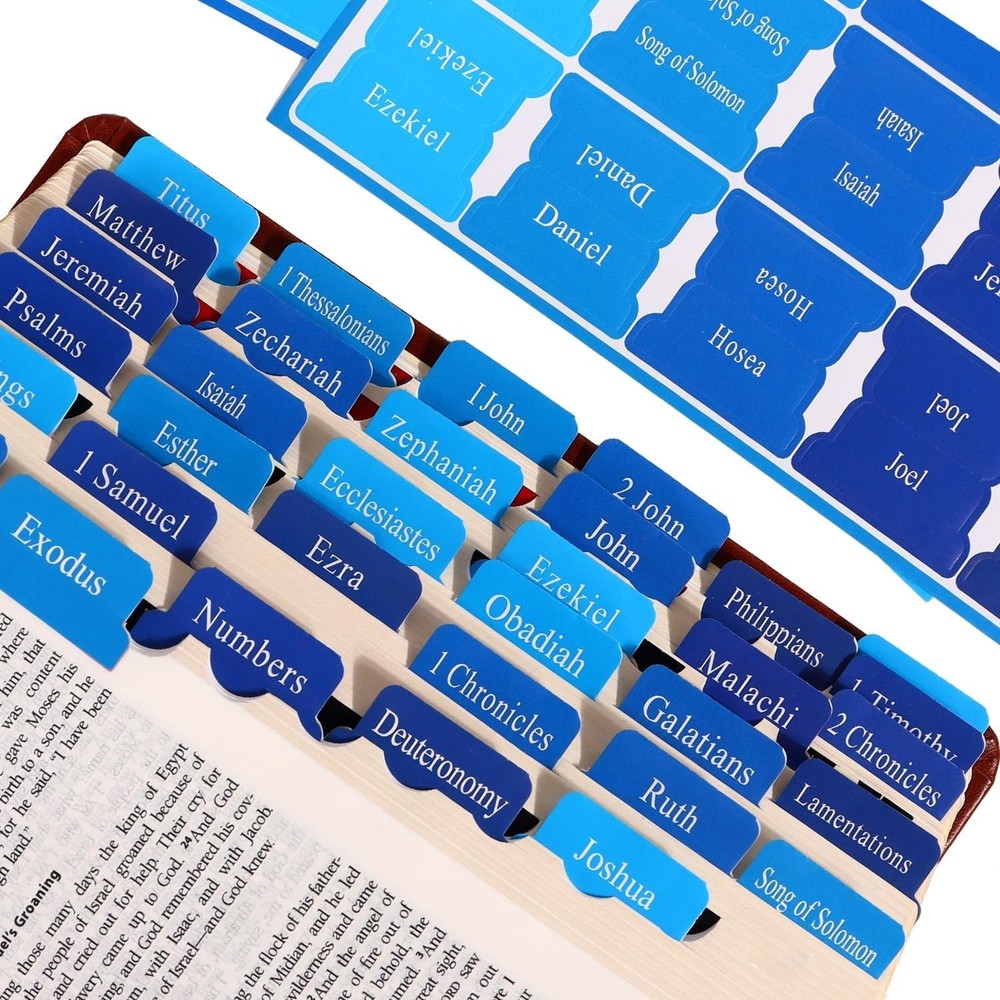 Blue Bible Tabs for Men  Paper Index Tabs for Scripture Study & Chapter