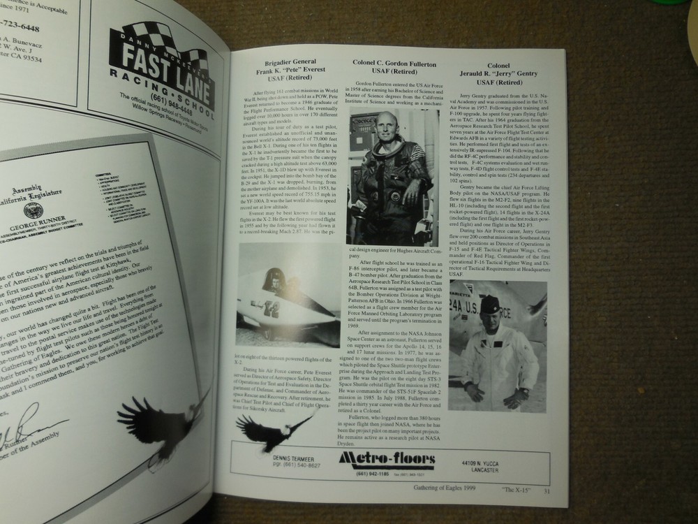 Vintage 1999 Flight Test Historical Foundation Gathering of Eagles Program