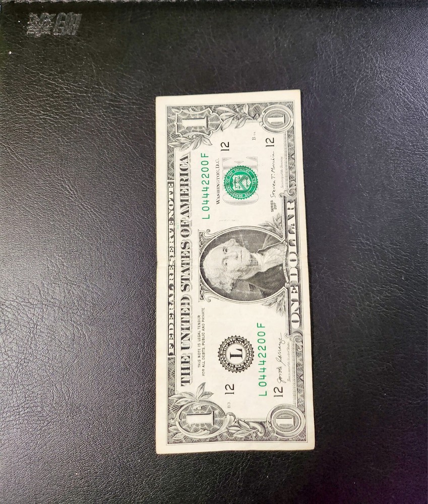 $1 BINARY SERIAL NUMBER ERROR INK TRANSFER FROM BACK TO FRONT 0 444 22 00