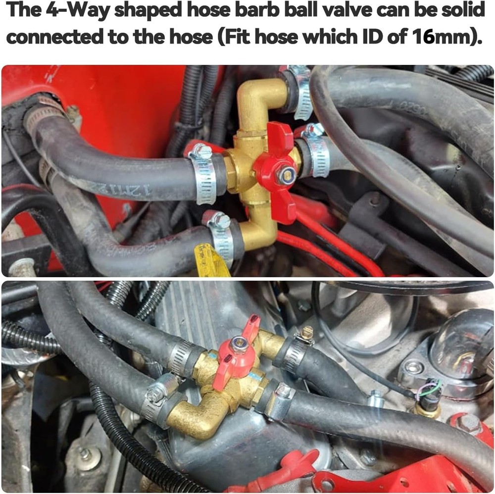 Heater Core Bypass Valve 4-Way Solid Brass Automobile Integrated