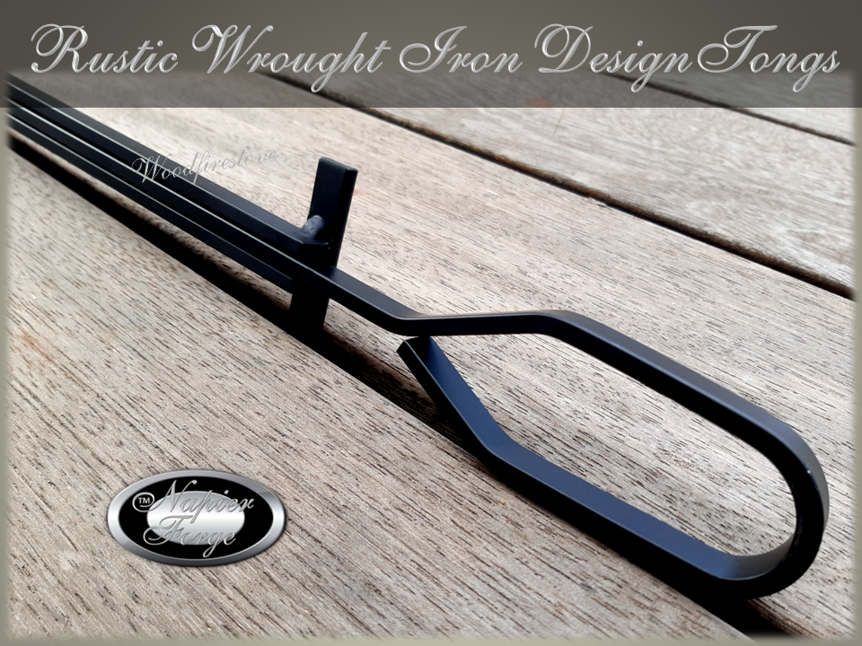 FIRE PIT TONGS - 🔥 Fireplace LOG GRABBER / CLAW Wrought Iron Style (Rustic)