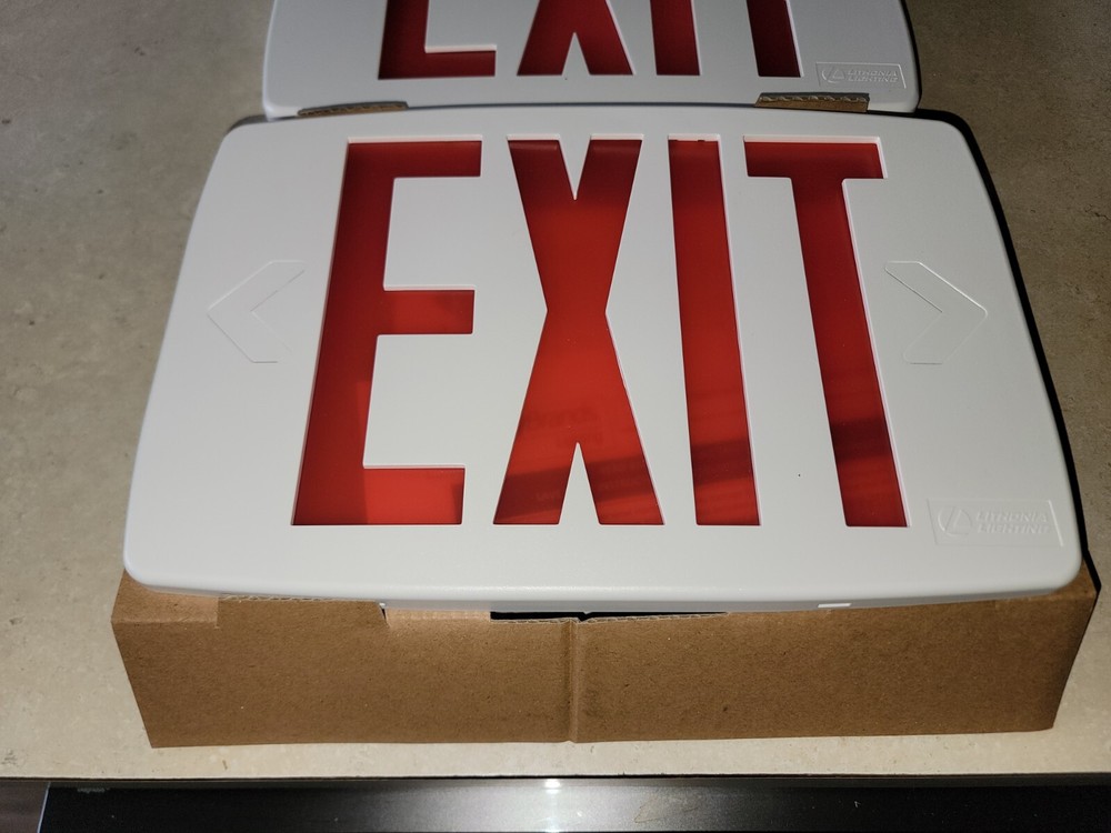 Exit Sign Lithonia Emergency Led Lighting Quantum Thermoplastic With Red Letters