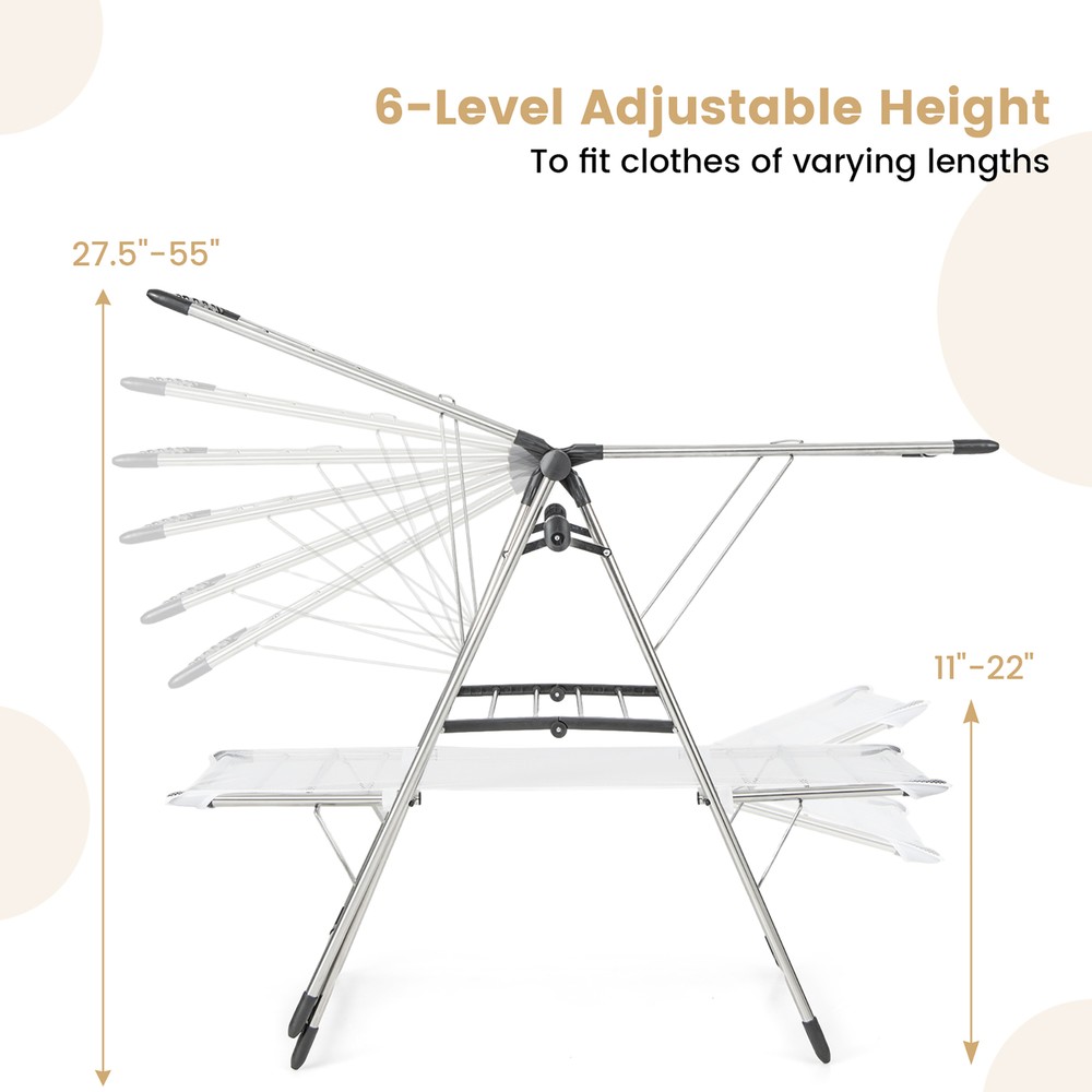 2-Tier Folding Clothes Drying Rack Laundry Drying Rack Laundry Drying Rack Metal
