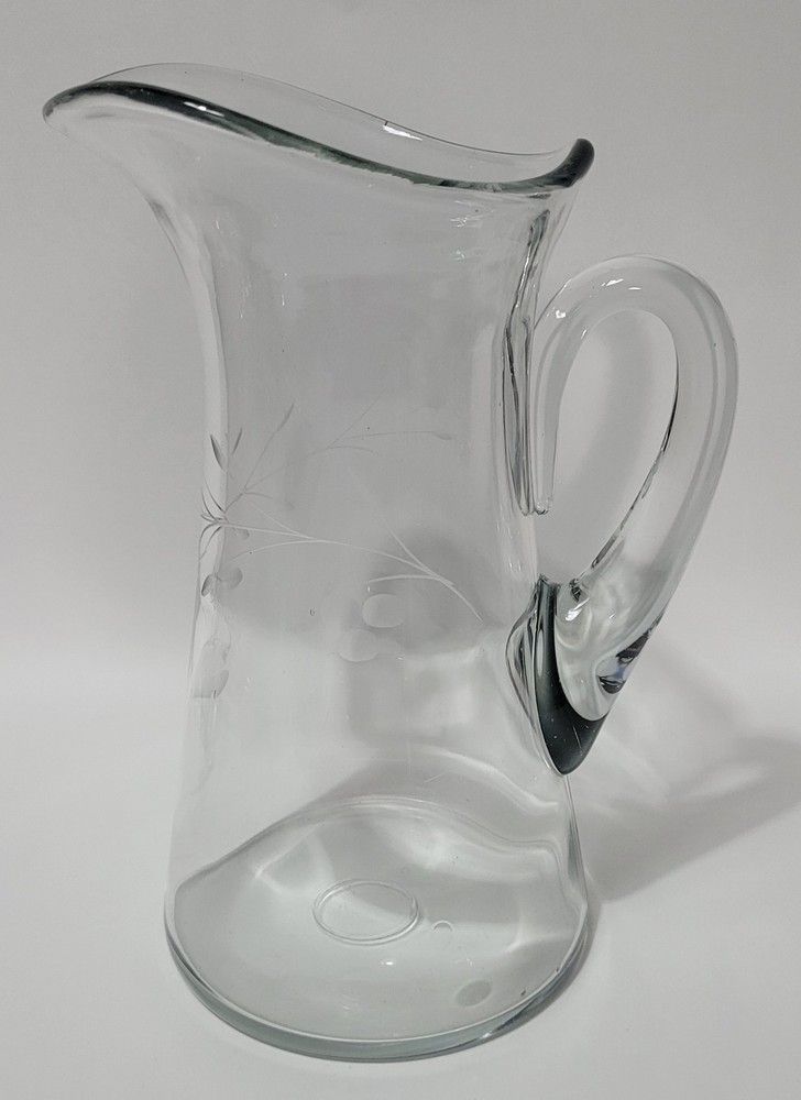 Vintage Etched Berry Glass Pitcher