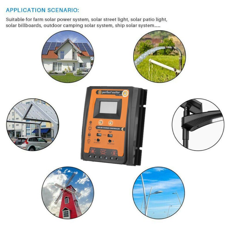 50A Solar Panel Regulator 12V-24V New Dual USB Charge Controller