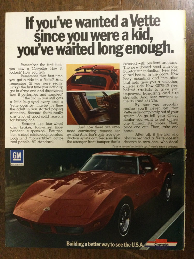 Misc 6267 Advertisement 1973 Corvette Coupe