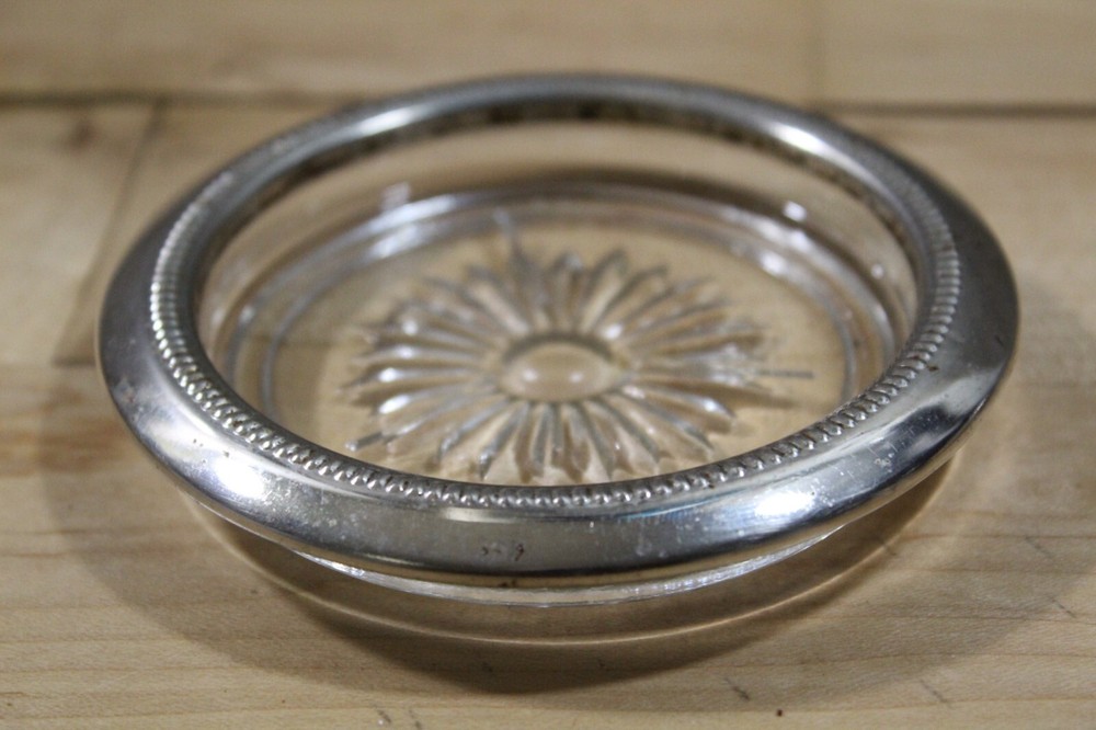 Vintage Silver And Crystal star burst Coaster
