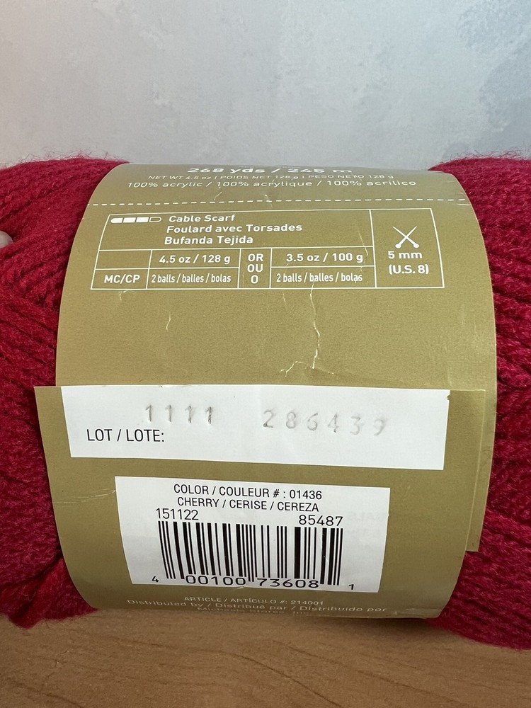 Loops & Threads Impeccable Yarn Cherry Red 268 Yds 4.5oz 5mm
