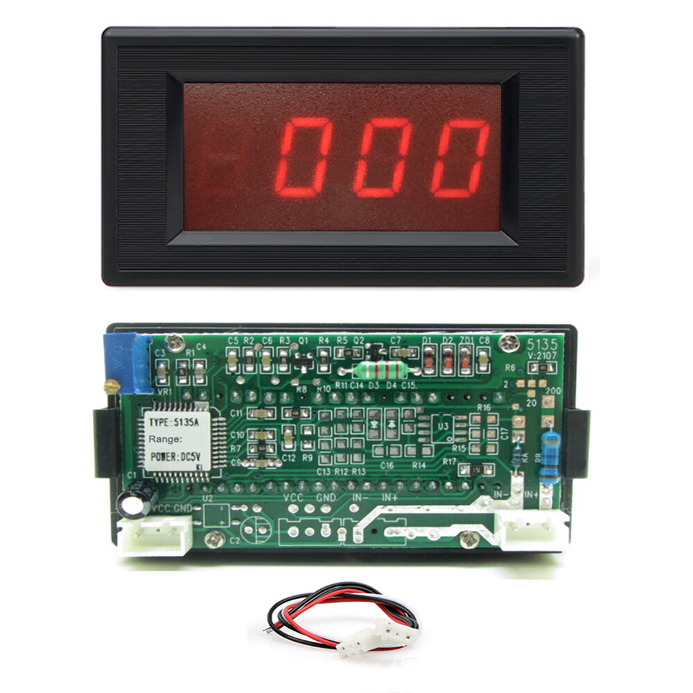 DC Voltmeter Ammeter Current Voltage Meter Red LED 3 1/2 Digit Panel Uncovered