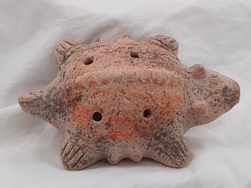 PREHISTORIC TURTLE CREATURE HANDMADE POTTERY CLAY INCENSE BURNER STICK HOLDER