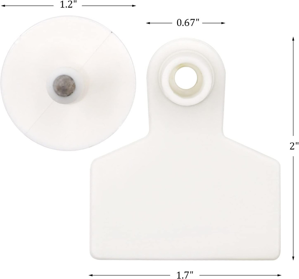 Blank Ear Tags 100 Pieces for Livestock Identification (White)