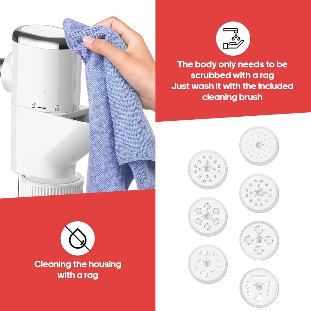 Pasta Press for Mixer with 7 Interchangeable Plates