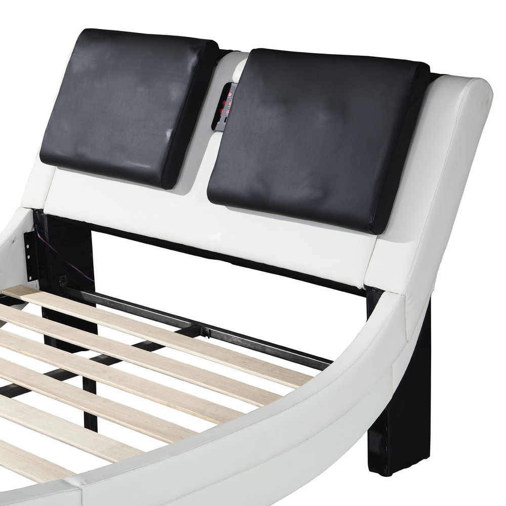 Queen Faux Leather Platform Bed Frame - LED Lighting