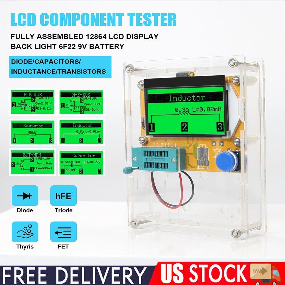 LCR-T4 Component Tester Transistor Diode Capacitor Resistor Inductor LCD MeterUS