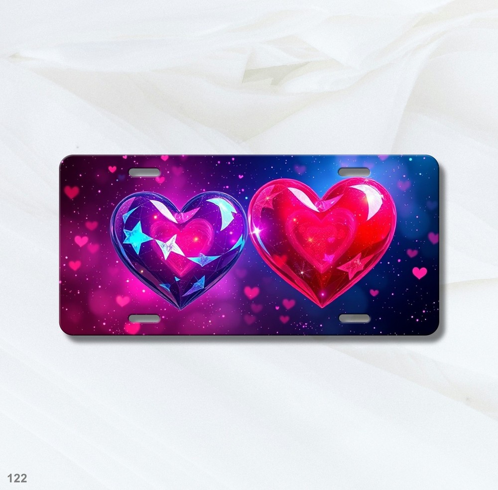 Romantic Hearts License Plate Personalized Auto Tag Gift Idea