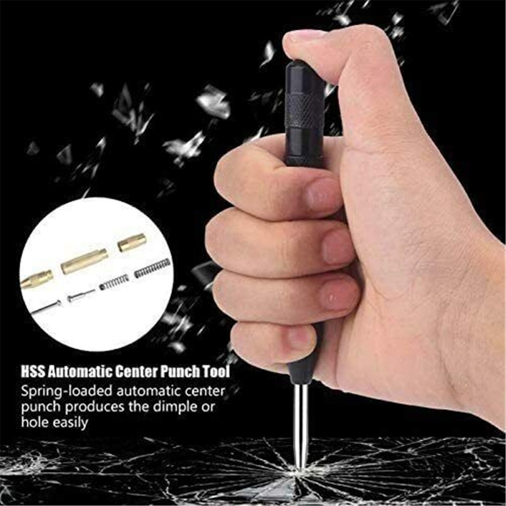 4PCS Automatic Center Punch Strikes Surface Hammer Drill Tool Car Window Breaker