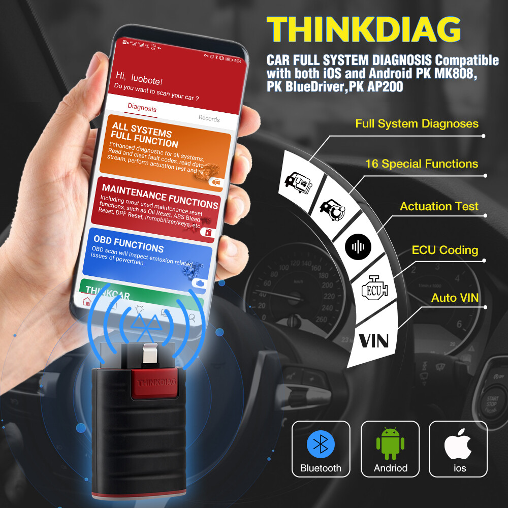 2025 THINKDIAG Bidirectional Car Diagnostic Tool Full Software Free OBD2 Scanner