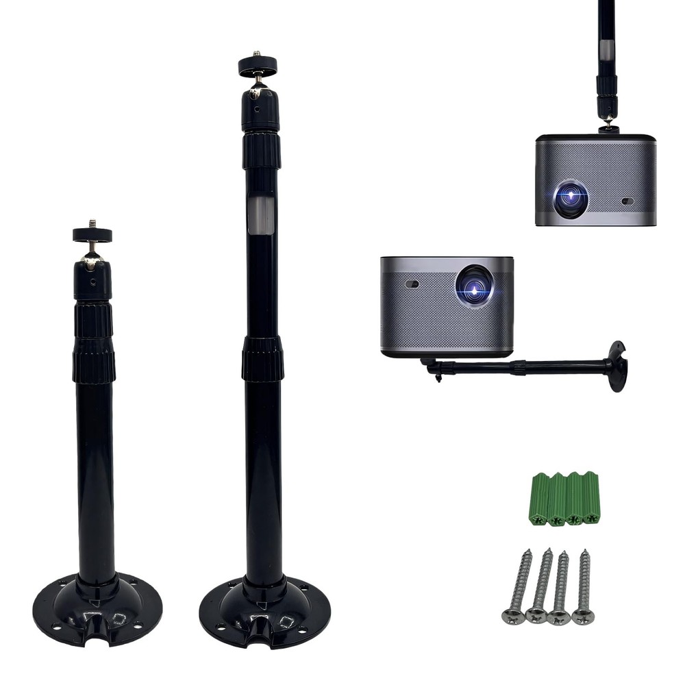 Extendable Projector Mount, Projector Ceiling Mount Adjustable 360° Angle, Bl...