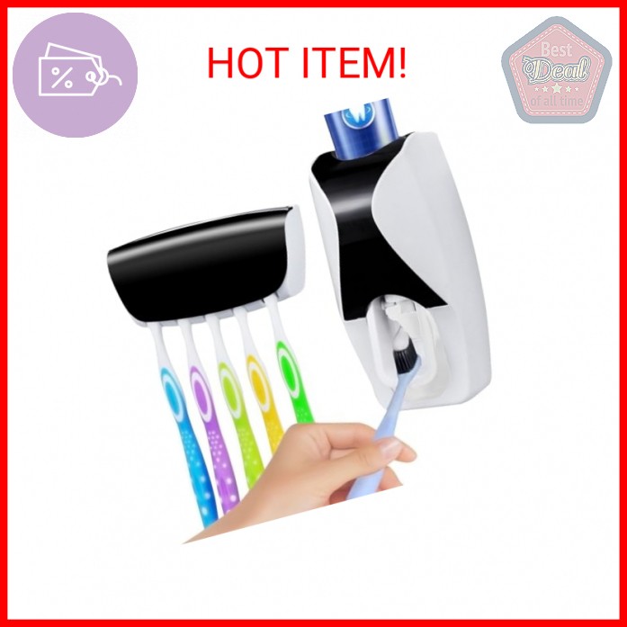 WAYCOM Dust-Proof Toothpaste Dispenser Toothpaste Squeezer Kit (Black)