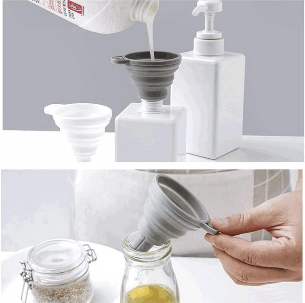 Multi-use Kitchen Funnel Small Foldable Collapsible Gray - A0221