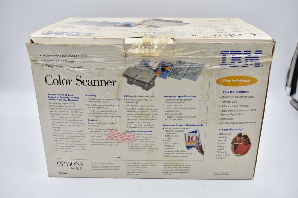 IBM Options Automatic Document Color Scanner SC-629- In Original Box