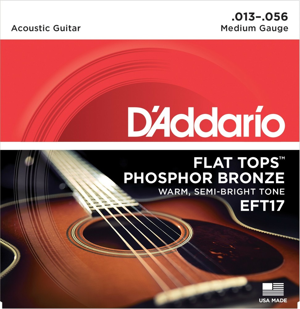 D'Addario EFT17 Flat Tops Phosphor Bronze Guitar Strings Medium 13-56