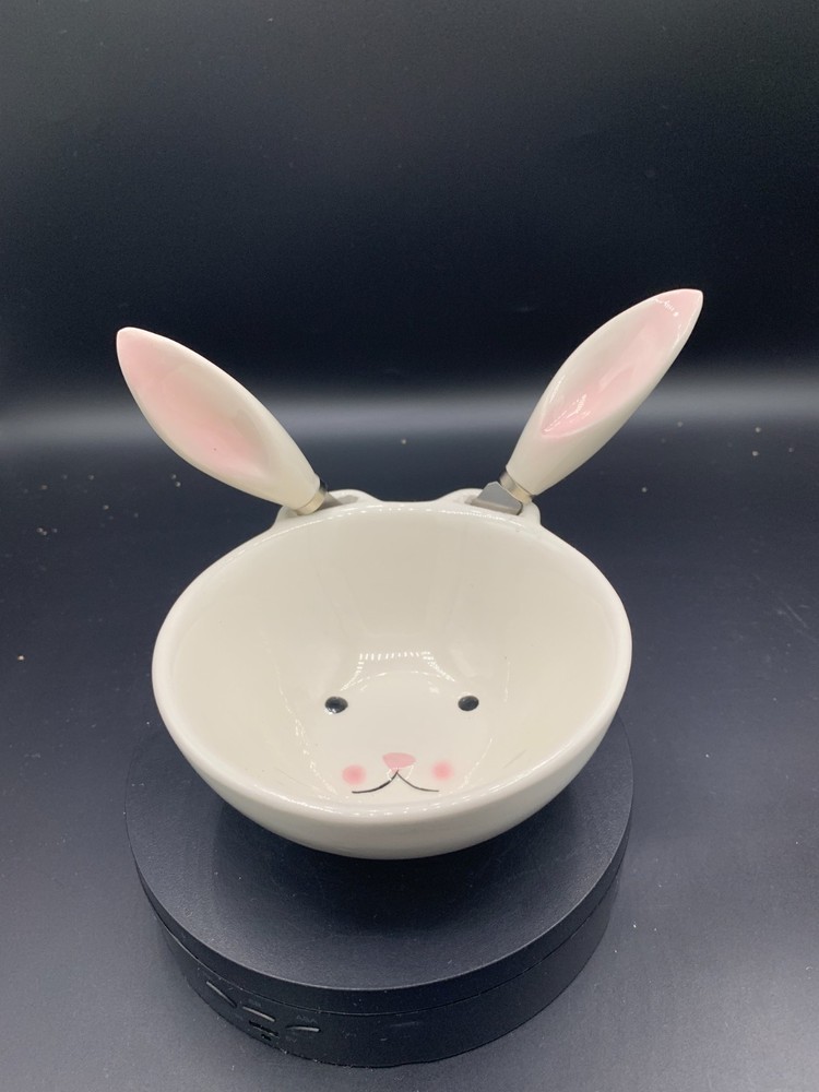 Vintage Easter Bunny Butter Dish With Ears As Spreaders