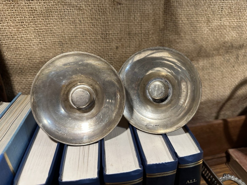2 Vintage Leonard Silverplate candlestick holders