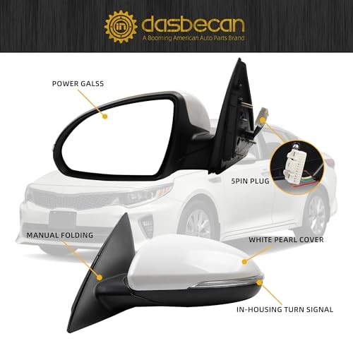 Driver Side Mirror Compatible With 2016 2017 2018 Kia Optima Left White