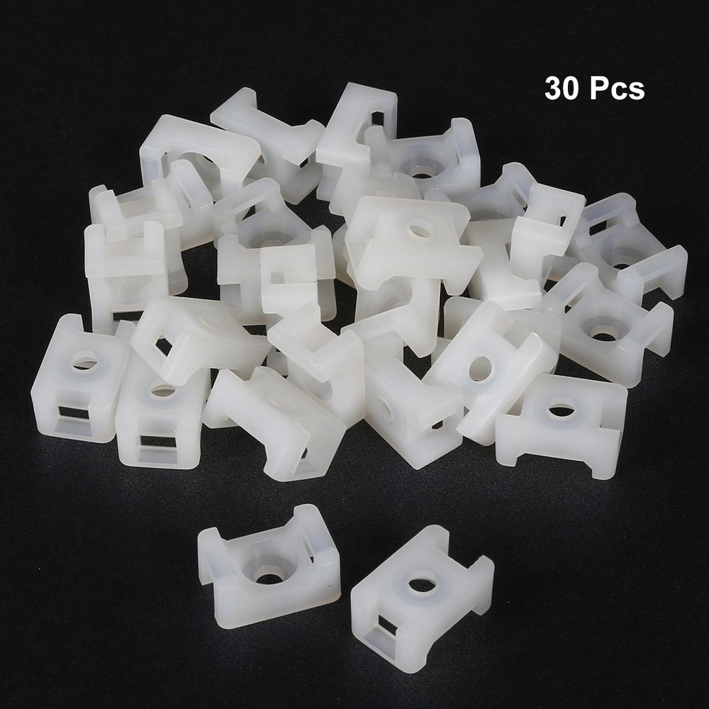 Saddle Tie Base Nylon Wire Holder 5mm White Hole Width 30pcs