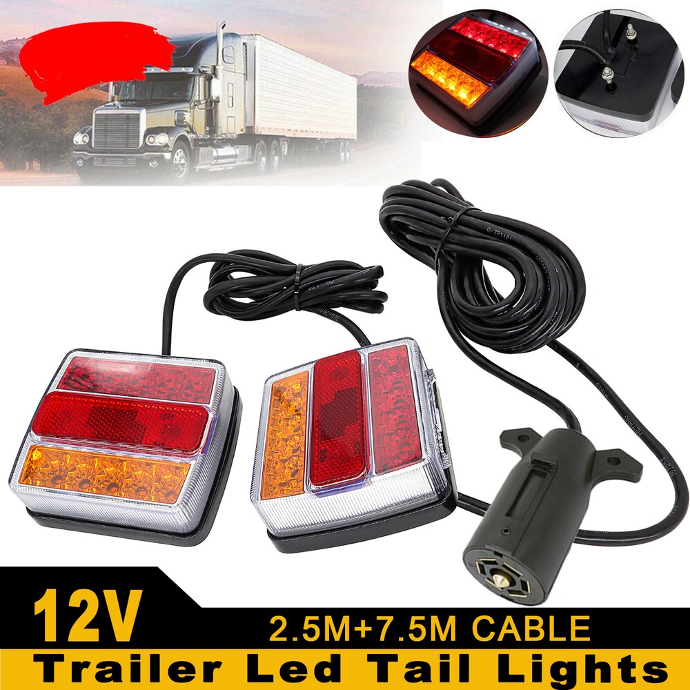 1 Tail Set Trailer Light 12V 16 Led 10m Line 7 Pin Kit Plug Indicator Stop Lamp