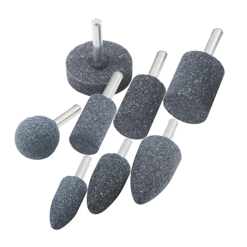 Assorted Drill Grinding Stones 1/4" Shank Various Shape Aluminum Oxide Mounted