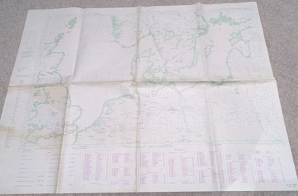 Original War Office Plotting map London-CRACOW-HELSINKI 1949