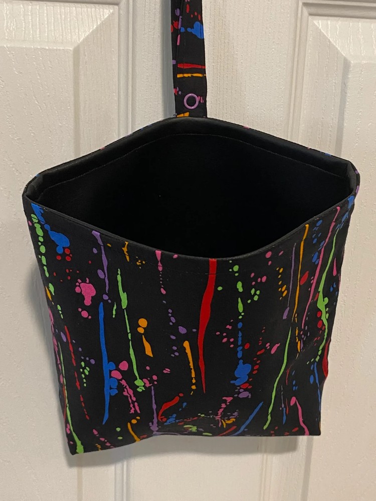 HANDMADE Car Trash Bag with vinyl lining 9"x9"x2"