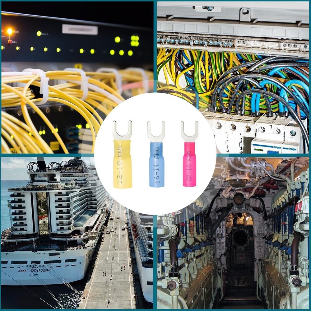 220PCS Fork Connectors Heat Shrink, Fork Connector Tinned Copper, Fork Termin...