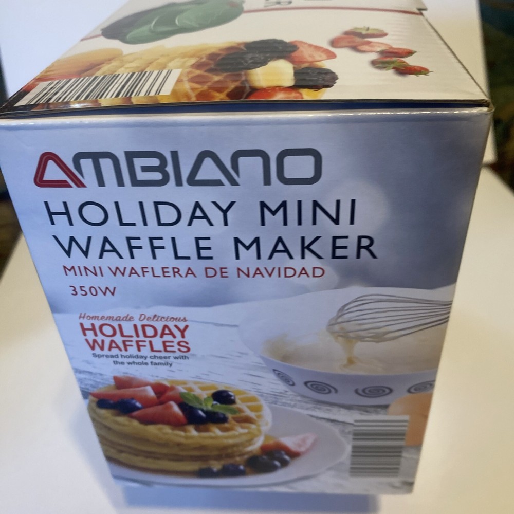 Ambiano Holiday Tree Mini Waffle Maker Non-Stick 4" New Open Box