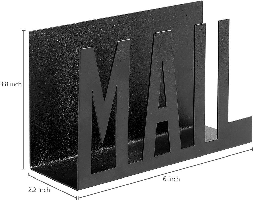Black Metal Desktop Cutout Mail Letter Holder