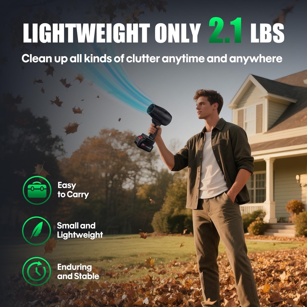 Electric Cordless Leaf Blower, 130MPH Handheld Leaf Blower, 2X 2.6Ah Battery ...