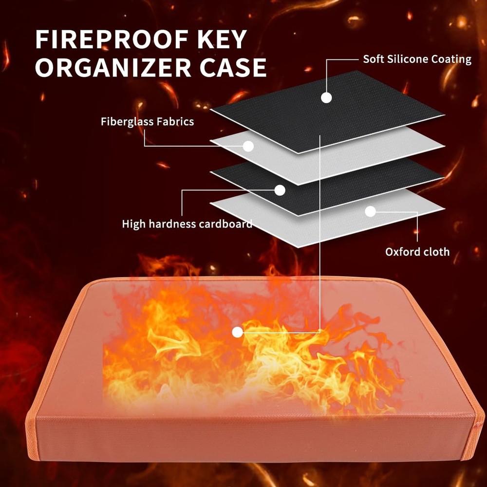 Zippered Key Organizer Case Waterproof and Fireproof Key Binder with 60 Hooks...