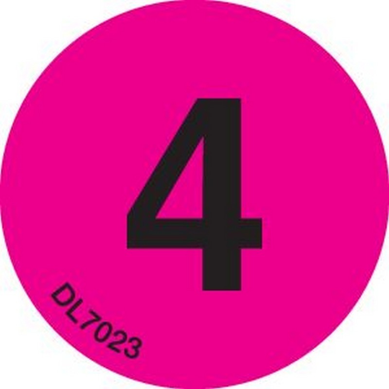 1" Diameter number 4 circle labels (500 per Roll)